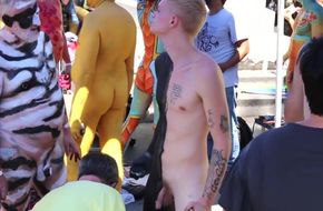 Young nudist body paint